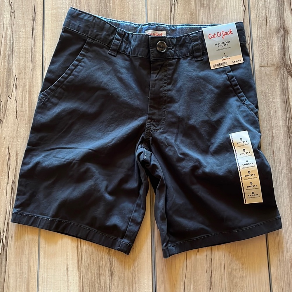 Boys’ Cat & Jack Flat-Front Shorts Size 8 Charcoal Grey